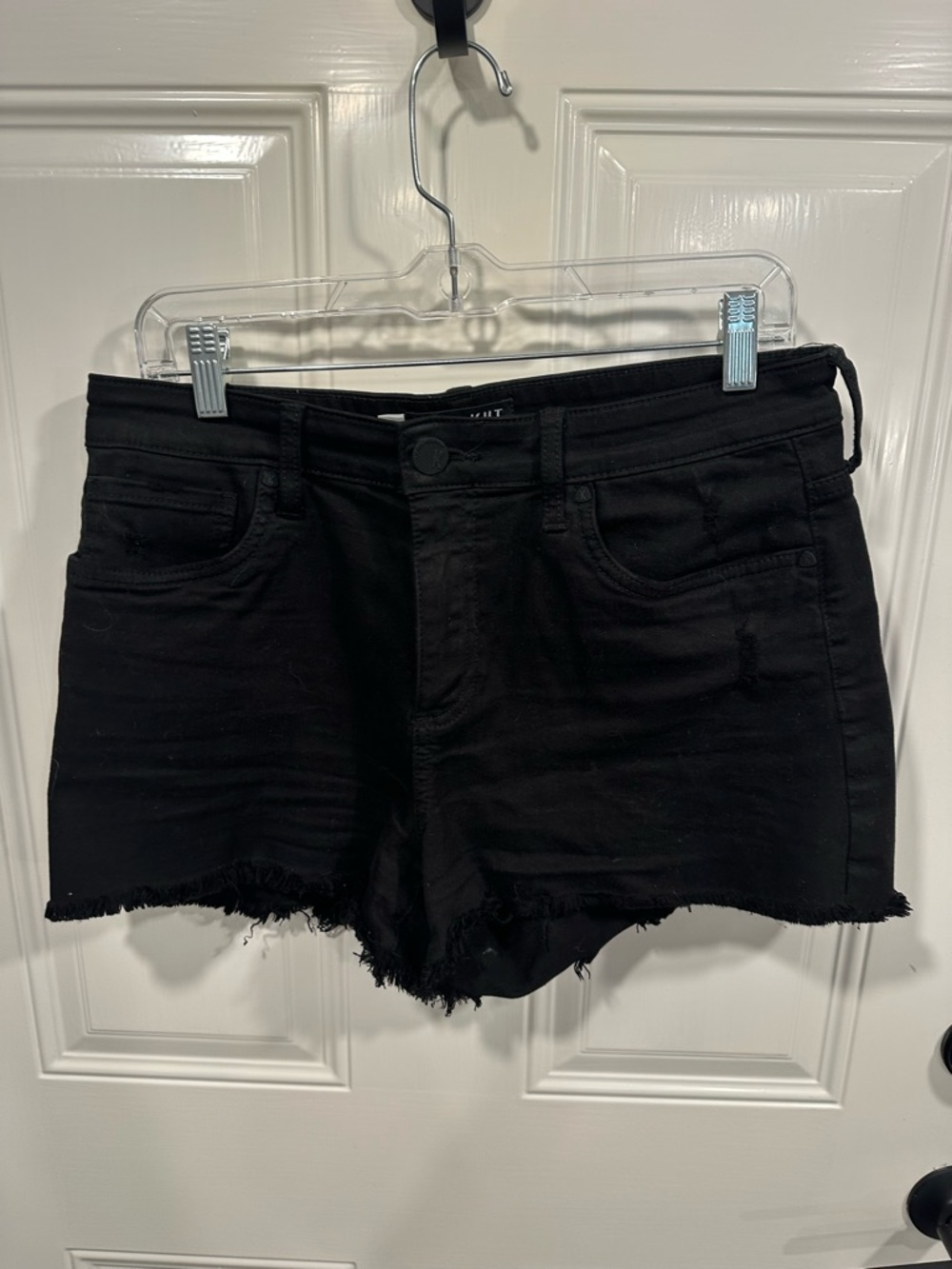 Kut from the Kloth Black Frayed Hem Denim Shorts